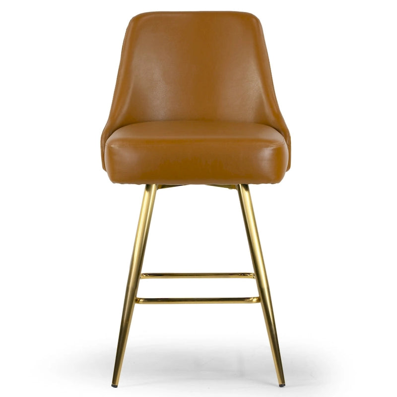Set of 2 Auren Upholstered Stool with Golden Legs