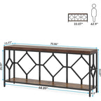 Brown 70.9-inch Industrial Console Table with Storage Shelf