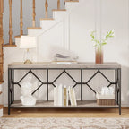 Brown 70.9-inch Industrial Console Table with Storage Shelf