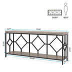 Brown 70.9-inch Industrial Console Table with Storage Shelf