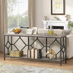 Brown 70.9-inch Industrial Console Table with Storage Shelf
