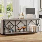 Brown 70.9-inch Industrial Console Table with Storage Shelf