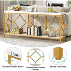 Brown 70.9-inch Industrial Console Table with Storage Shelf