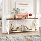 Brown 70.9-inch Industrial Console Table with Storage Shelf