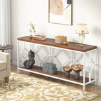 Brown 70.9-inch Industrial Console Table with Storage Shelf