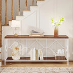 Brown 70.9-inch Industrial Console Table with Storage Shelf