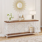 Brown 70.9-inch Industrial Console Table with Storage Shelf