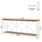 Brown 70.9-inch Industrial Console Table with Storage Shelf