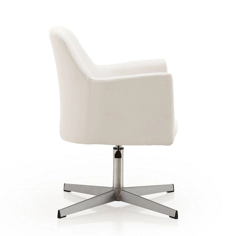 Manhattan Comfort Pelo Polished Chrome Faux Leather Adjustable Height Swivel Accent Chair