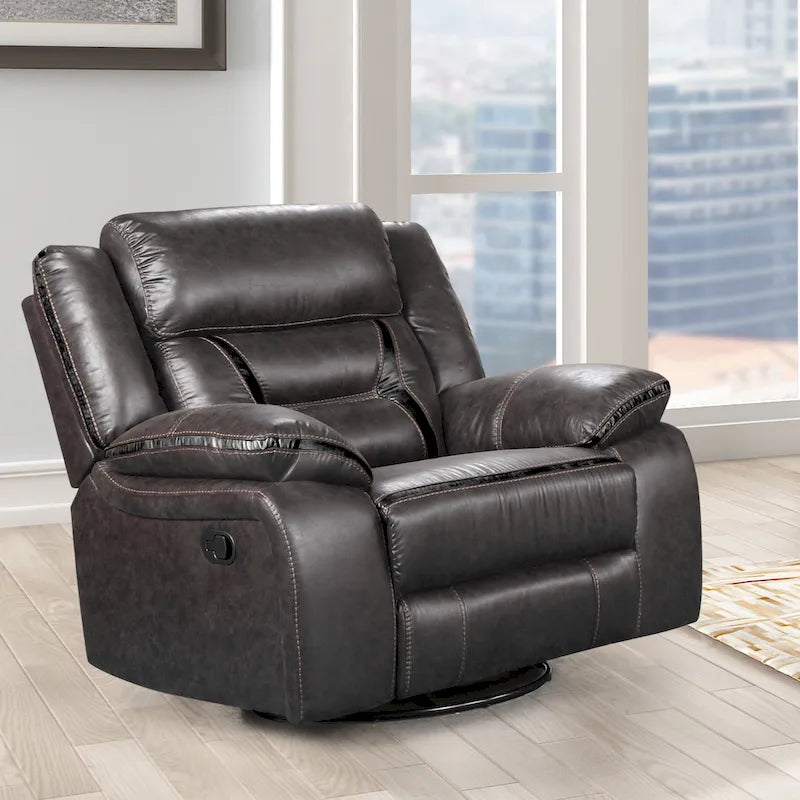 Roundhill Furniture Elkton Manual Motion Recliner, Dark Chestnut