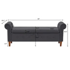 Storage Bench for Bedroom End of Bed Rolled Armed Linen Fabric Ottoman Couch Long Bench