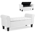 AVAWING Storage Ottoman Bench Leather Upholstered Ottoman with Arm