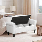 AVAWING Storage Ottoman Bench Leather Upholstered Ottoman with Arm