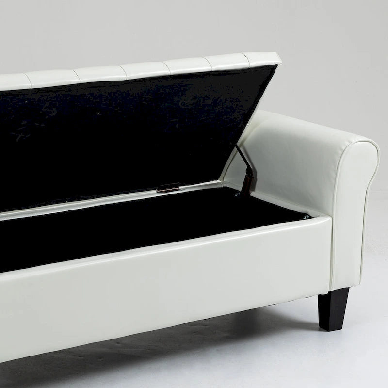 AVAWING Storage Ottoman Bench Leather Upholstered Ottoman with Arm