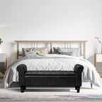 AVAWING Storage Ottoman Bench Leather Upholstered Ottoman with Arm