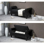 AVAWING Storage Ottoman Bench Leather Upholstered Ottoman with Arm
