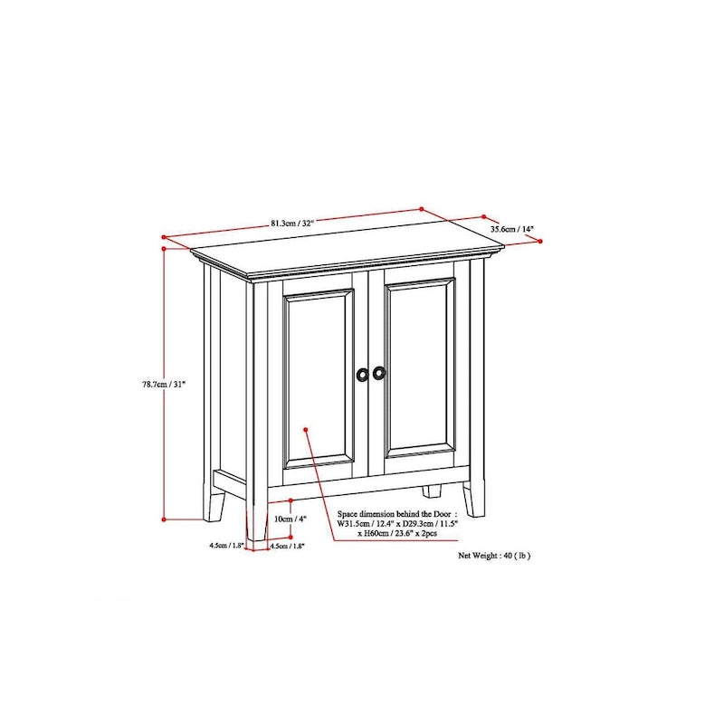 WYNDENHALL Halifax Solid Wood Transitional Low Storage Cabinet - 32w x 14d x 31 h