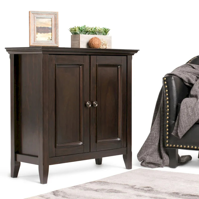 WYNDENHALL Halifax Solid Wood Transitional Low Storage Cabinet - 32w x 14d x 31 h