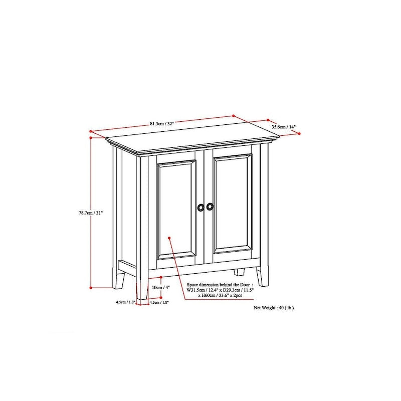 WYNDENHALL Halifax Solid Wood Transitional Low Storage Cabinet - 32w x 14d x 31 h