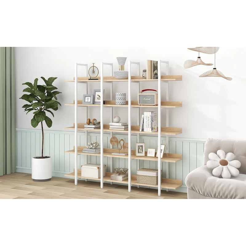 5 Tier Open Bookshelf, Vintage Industrial Style