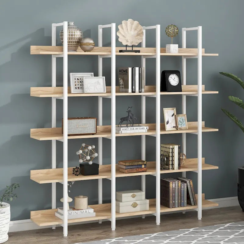 5 Tier Open Bookshelf, Vintage Industrial Style