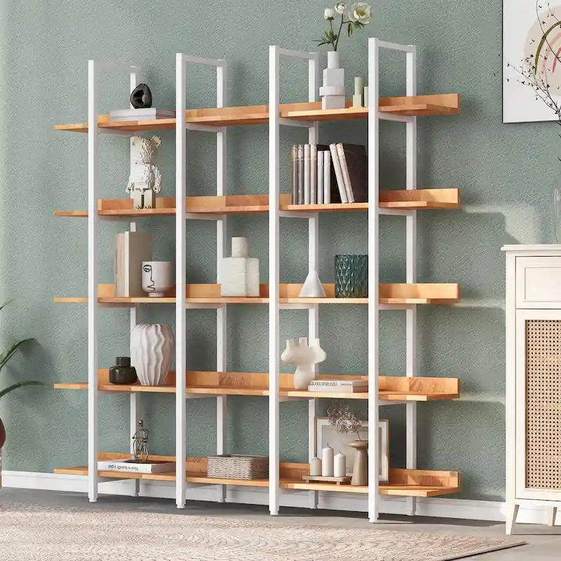 5 Tier Open Bookshelf, Vintage Industrial Style