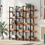 5 Tier Open Bookshelf, Vintage Industrial Style