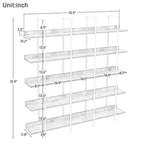 5 Tier Open Bookshelf, Vintage Industrial Style