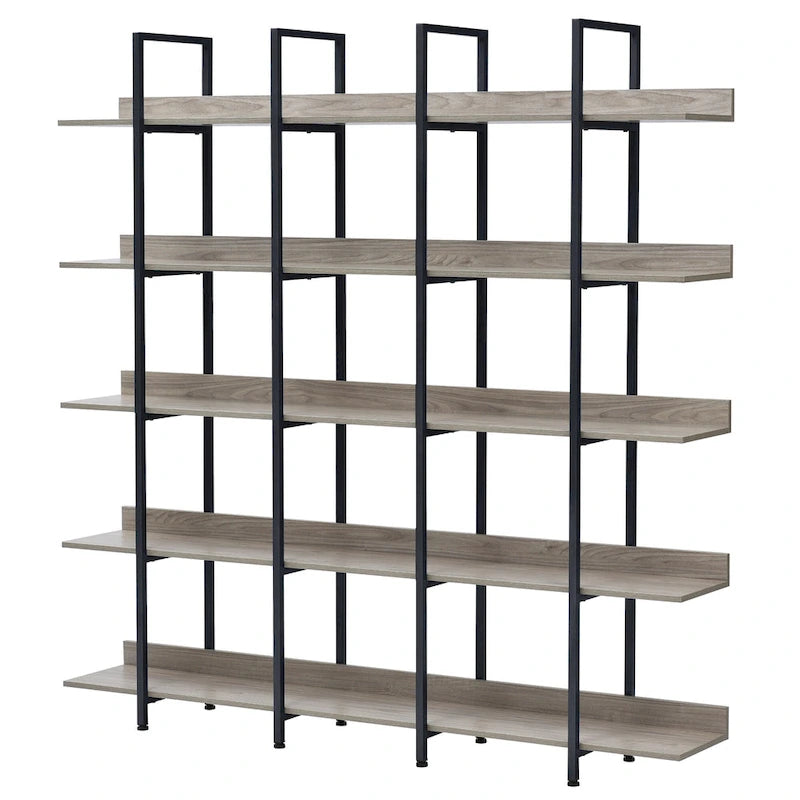 5 Tier Open Bookshelf, Vintage Industrial Style