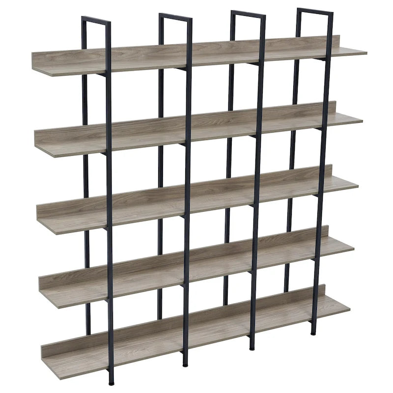 5 Tier Open Bookshelf, Vintage Industrial Style