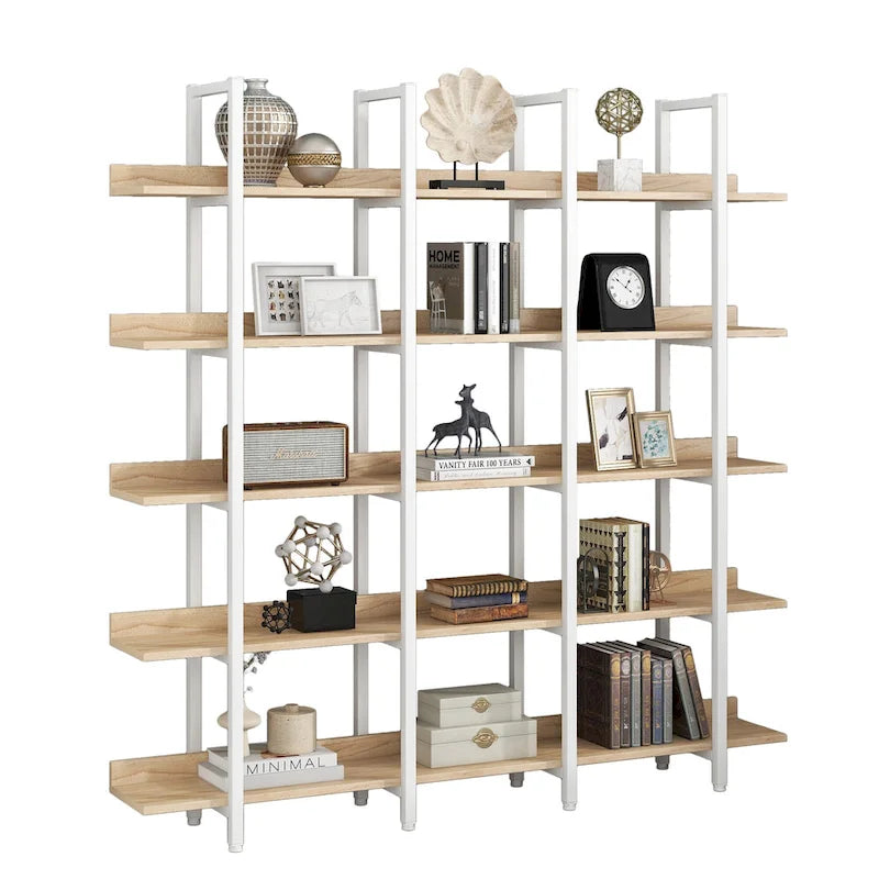 5 Tier Open Bookshelf, Vintage Industrial Style