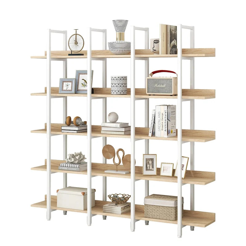 5 Tier Open Bookshelf, Vintage Industrial Style
