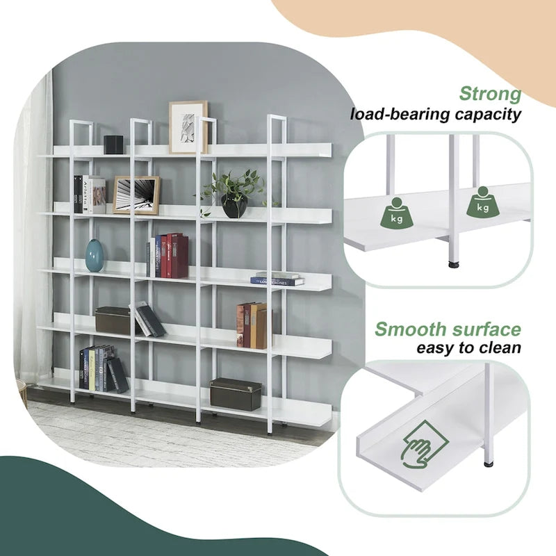 5 Tier Open Bookshelf, Vintage Industrial Style