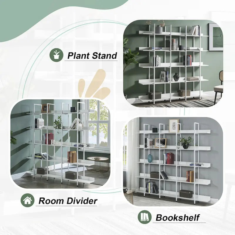 5 Tier Open Bookshelf, Vintage Industrial Style