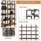 5 Tier Open Bookshelf, Vintage Industrial Style
