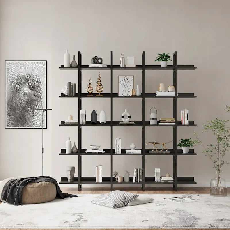 5 Tier Open Bookshelf, Vintage Industrial Style