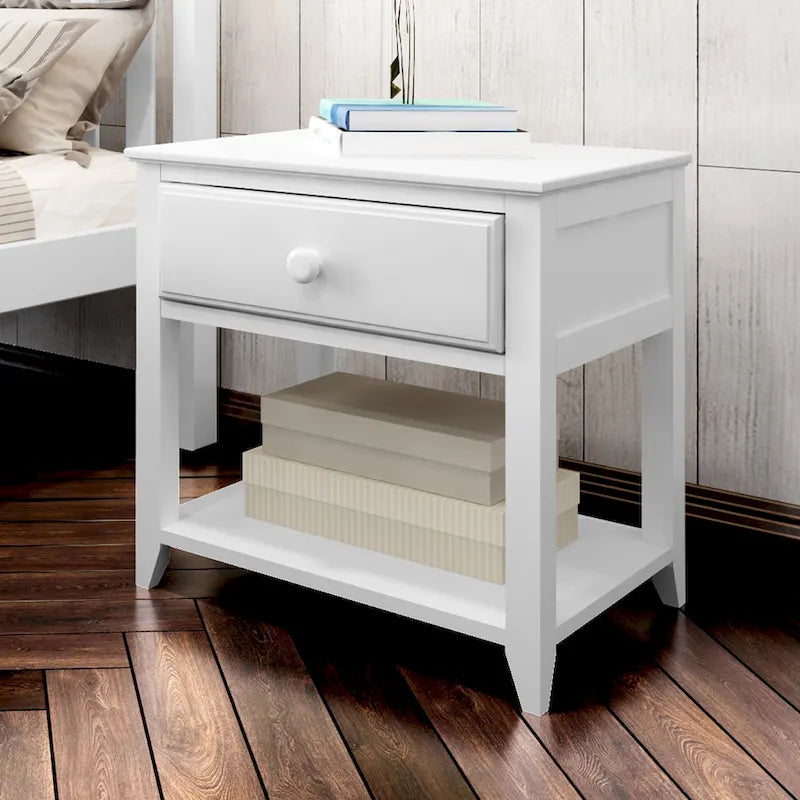 Plank and Beam Nightstand with Drawer and Shelf
