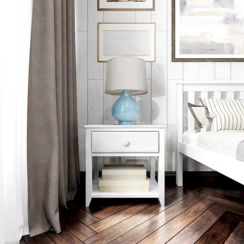 Plank and Beam Nightstand with Drawer and Shelf