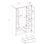 3-Door Wardrobe Armoire - White/Mocha/Java - Solid Wood