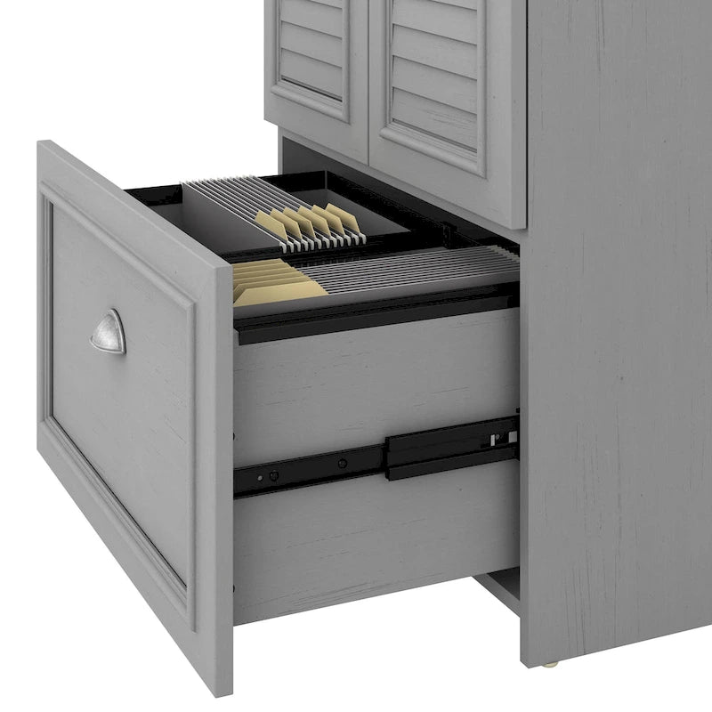 Fairview 60W L Shaped Desk and Storage Cabinet by Bush Furniture