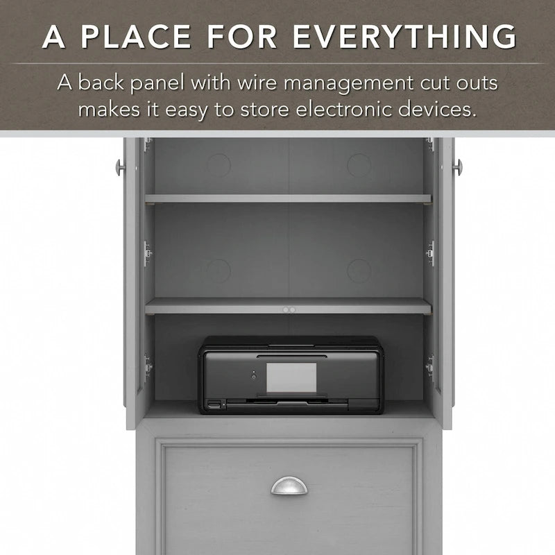 Fairview 60W L Shaped Desk and Storage Cabinet by Bush Furniture