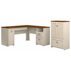 Fairview 60W L Shaped Desk and Storage Cabinet by Bush Furniture