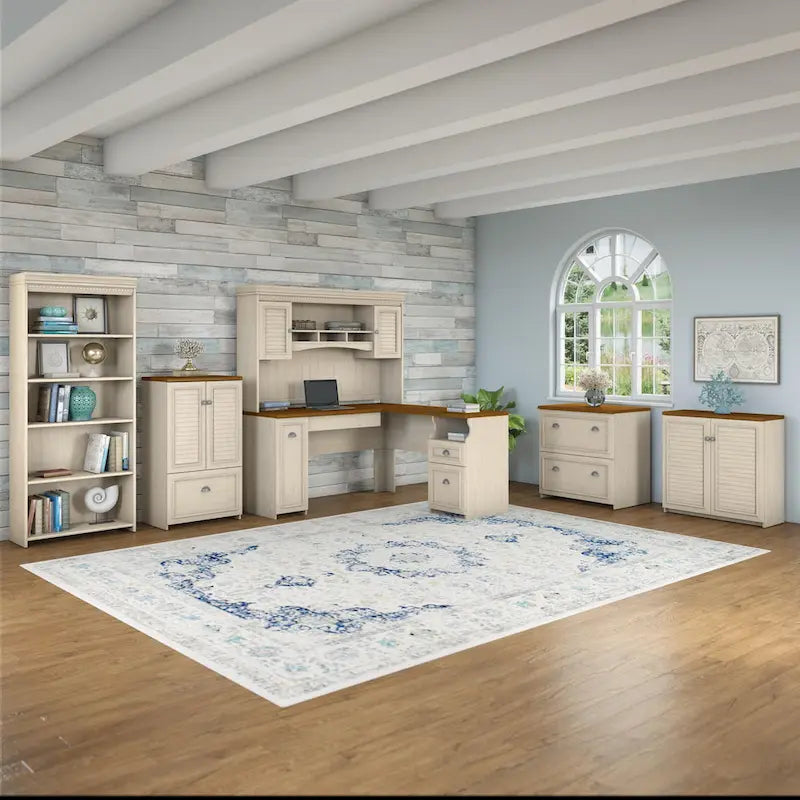 Fairview 60W L Shaped Desk and Storage Cabinet by Bush Furniture