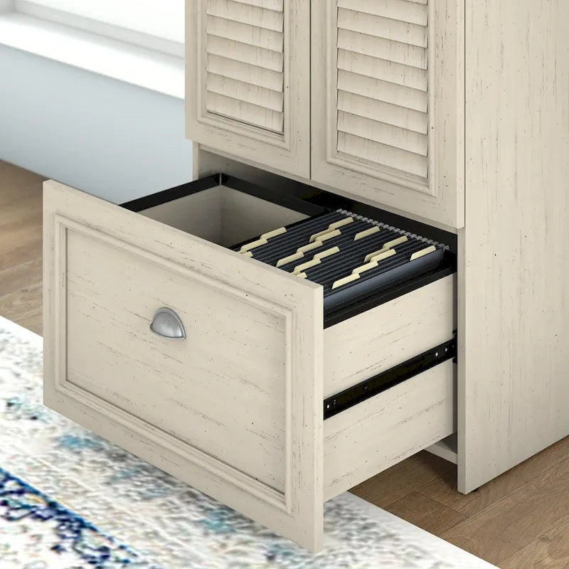Fairview 60W L Shaped Desk and Storage Cabinet by Bush Furniture