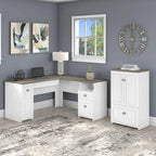 Fairview 60W L Shaped Desk and Storage Cabinet by Bush Furniture