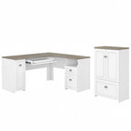 Fairview 60W L Shaped Desk and Storage Cabinet by Bush Furniture
