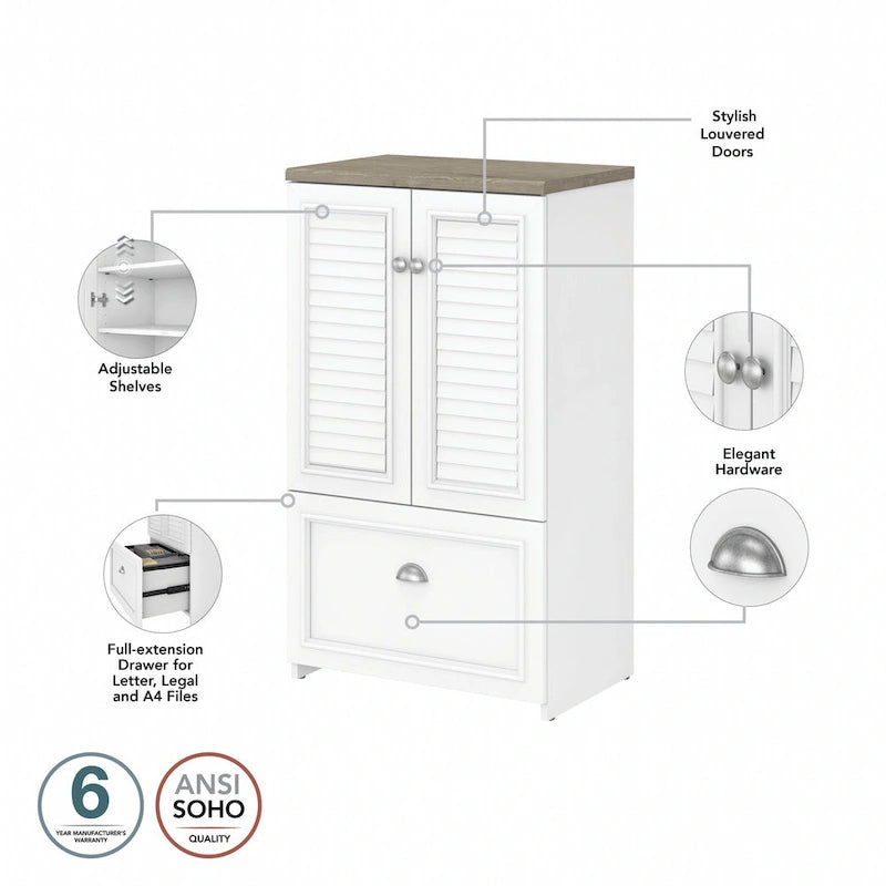 Fairview 60W L Shaped Desk and Storage Cabinet by Bush Furniture