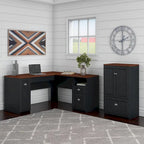Fairview 60W L Shaped Desk and Storage Cabinet by Bush Furniture