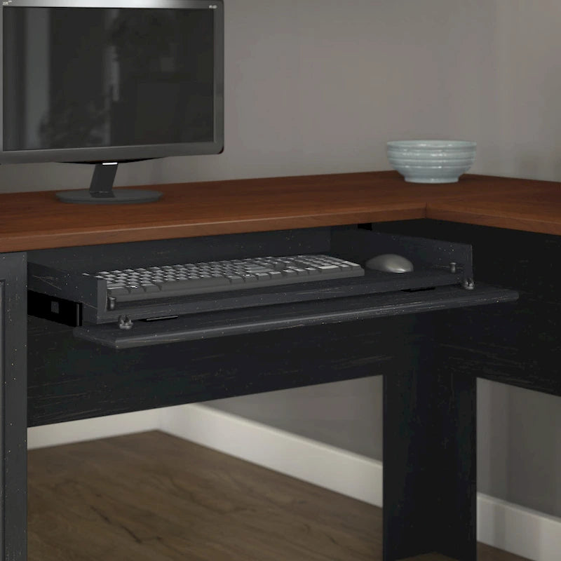 Fairview 60W L Shaped Desk and Storage Cabinet by Bush Furniture