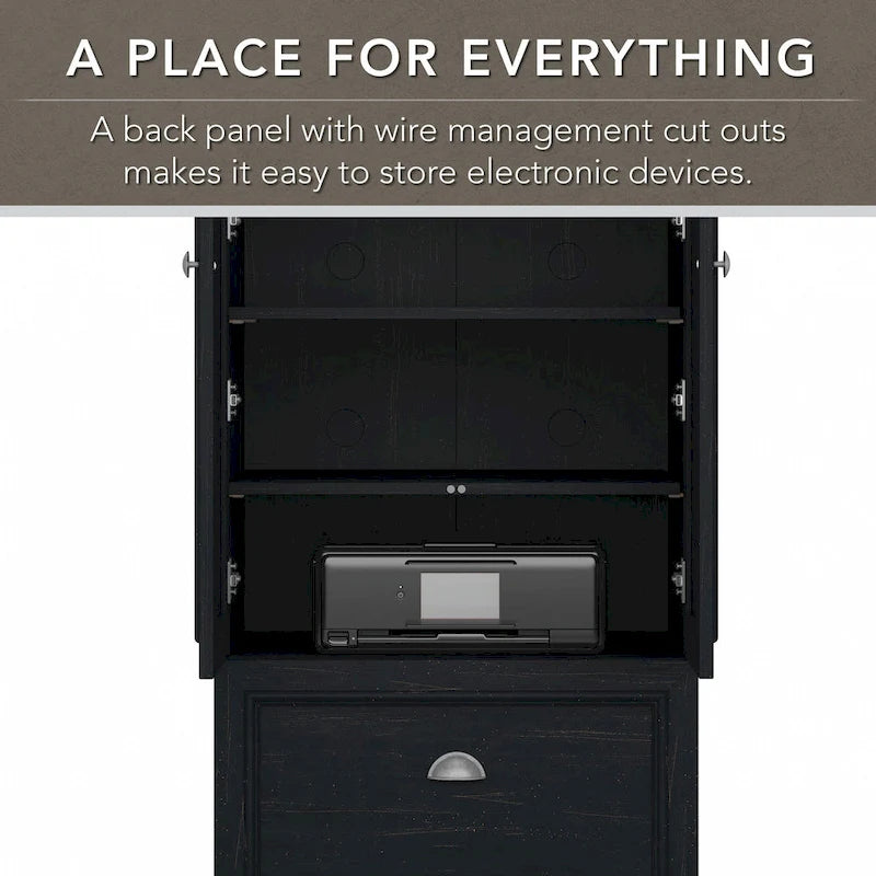 Fairview 60W L Shaped Desk and Storage Cabinet by Bush Furniture